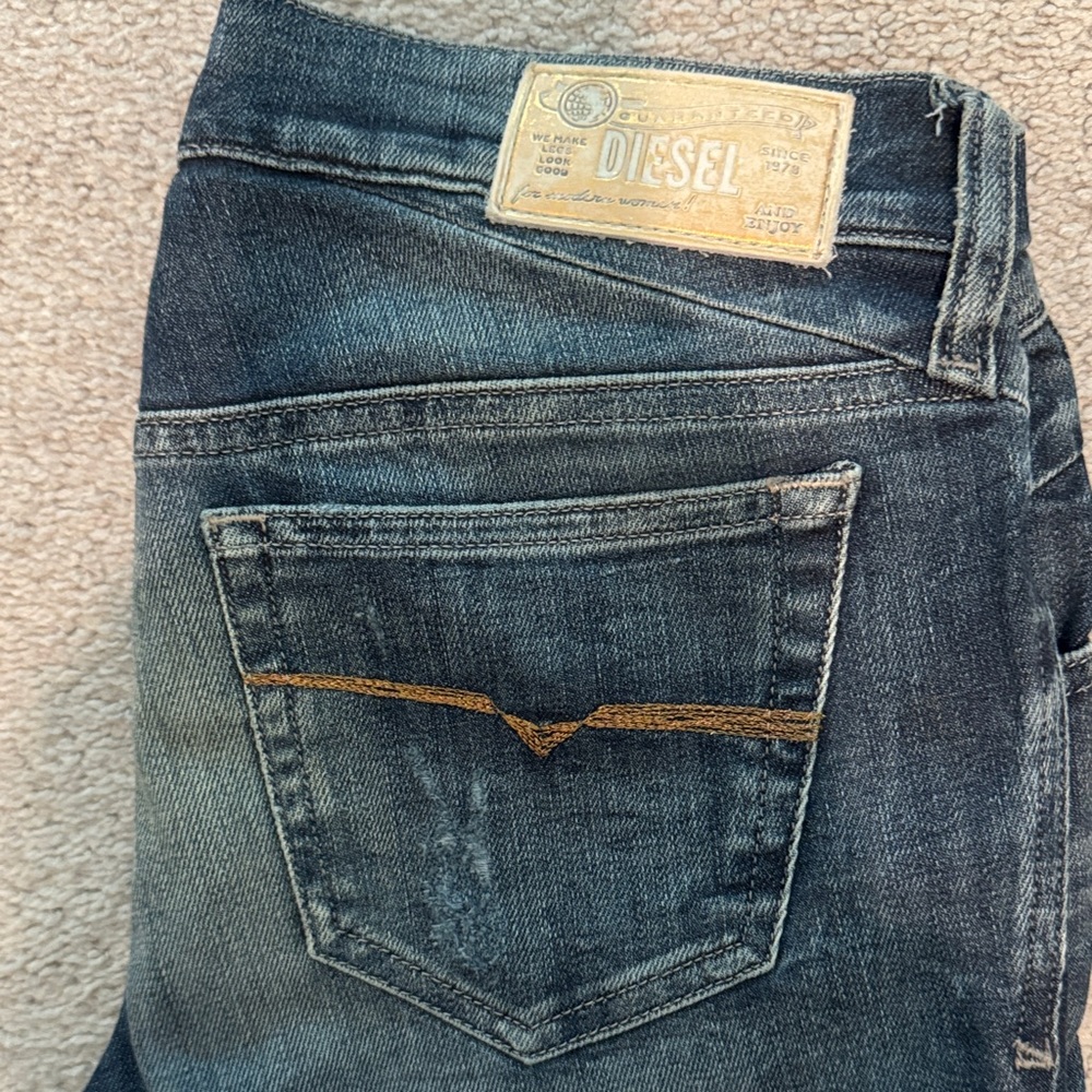 Diesel Dark Blue Jeans with Tan Stitching
